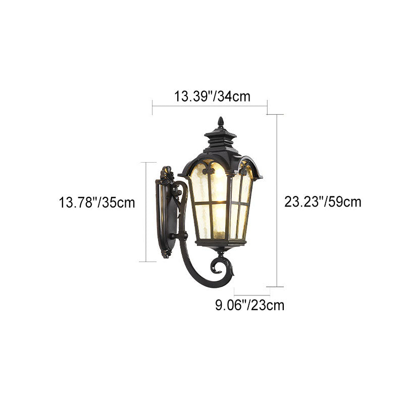 Traditional European Quadrilateral Window Shape Aluminum Glass 1-Light Wall Sconce Lamp For Outdoor Patio | Stornfield