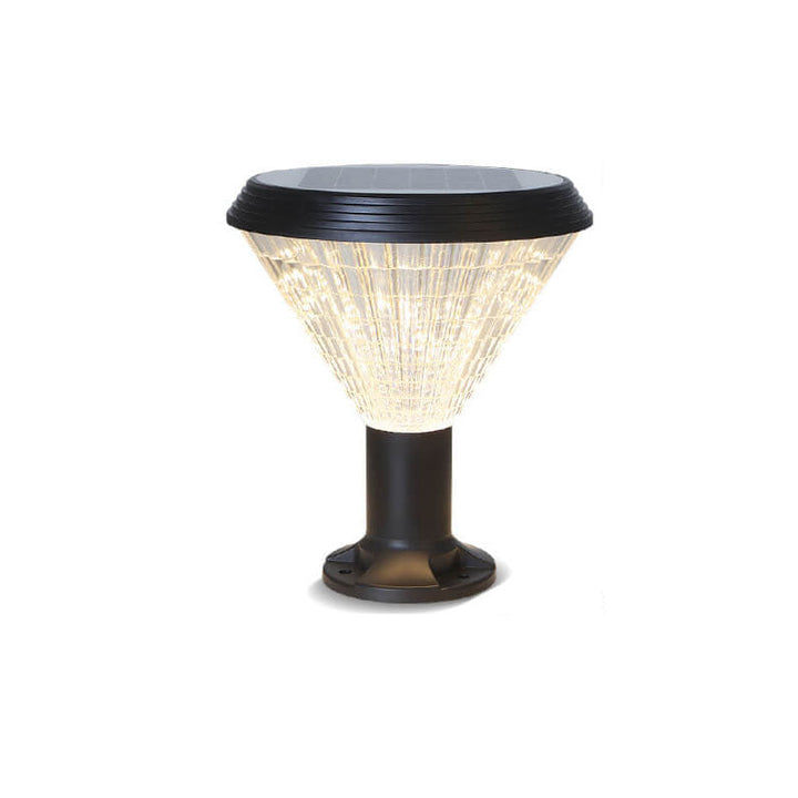 Modern Black Solar Die-Cast Aluminum Glass Outdoor Patio Waterproof Column Head Light | Stornfield