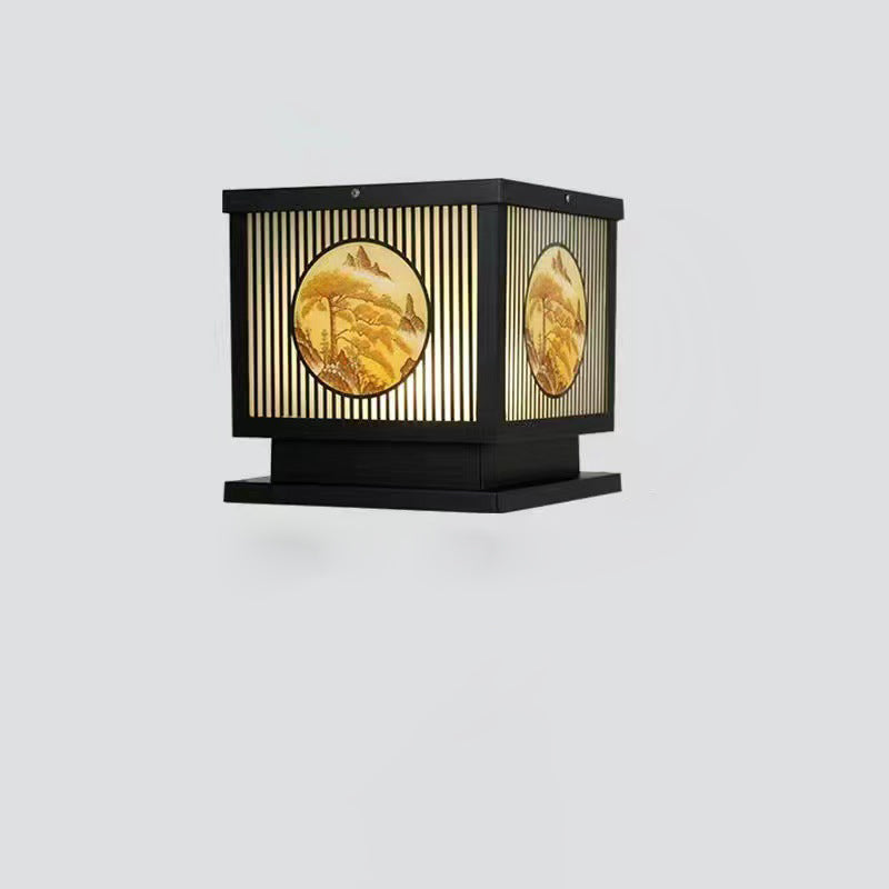 Traditional Chinese Aluminum Glass Square LED Waterproof Solar Landscape Light For Outdoor Patio | Stornfield