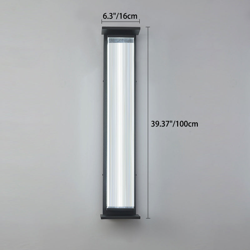 Modern Minimalist Waterproof Rectangular Stainless Steel Acrylic LED Wall Sconce Lamp For Outdoor Patio | Stornfield