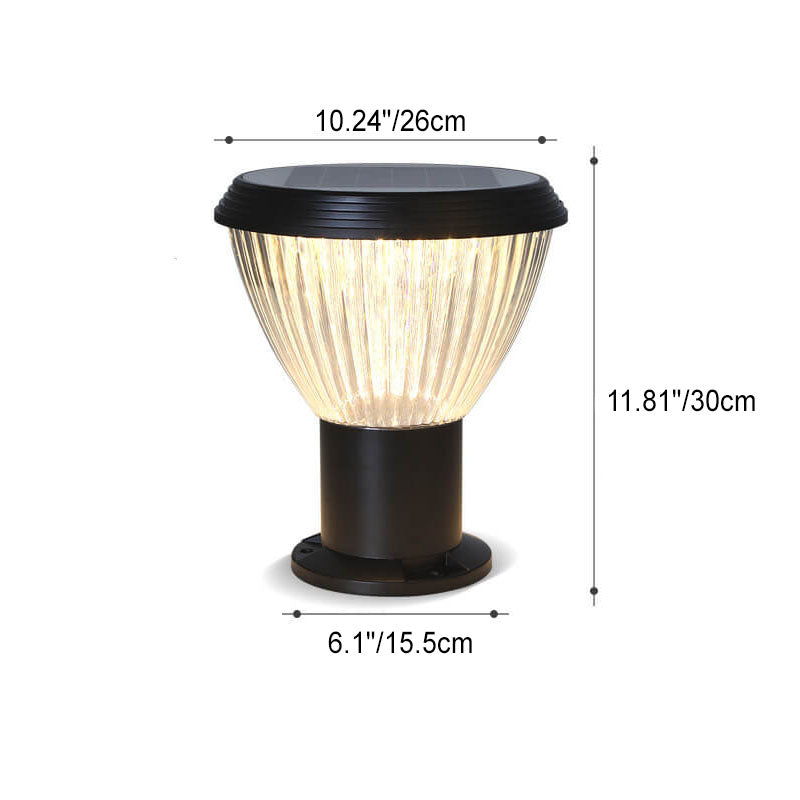 Modern Black Solar Die-Cast Aluminum Glass Outdoor Patio Waterproof Column Head Light | Stornfield