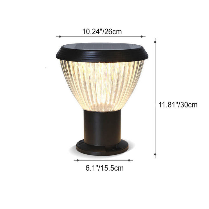 Modern Black Solar Die-Cast Aluminum Glass Outdoor Patio Waterproof Column Head Light | Stornfield