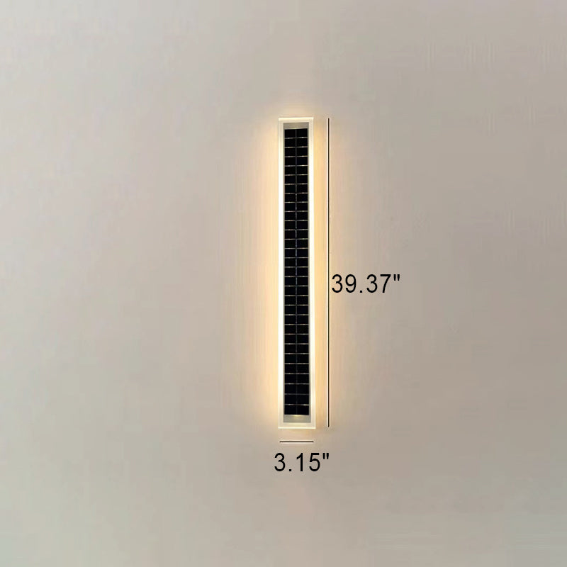 Minimalist Outdoor Solar Rectangular Strip Waterproof Patio LED Wall Sconce Lamp | Stornfield