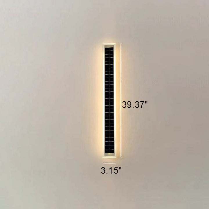 Minimalist Outdoor Solar Rectangular Strip Waterproof Patio LED Wall Sconce Lamp | Stornfield