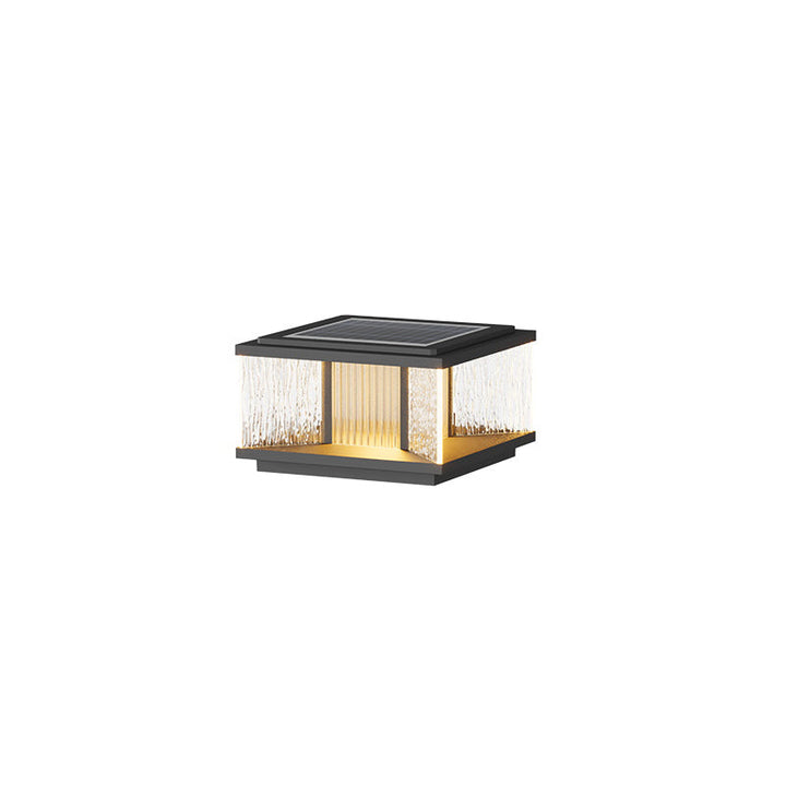 Modern Simplicity Aluminum Square Water-Rippled Glass LED Waterproof Solar Post Lamp Lawn Light For Garden | Stornfield