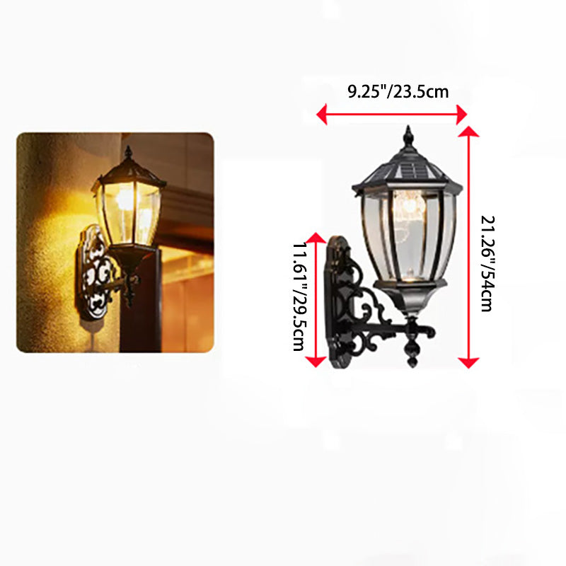 Traditional European Aluminum Glass LED Solar Waterproof Wall Sconce Lamp For Outdoor Patio | Stornfield
