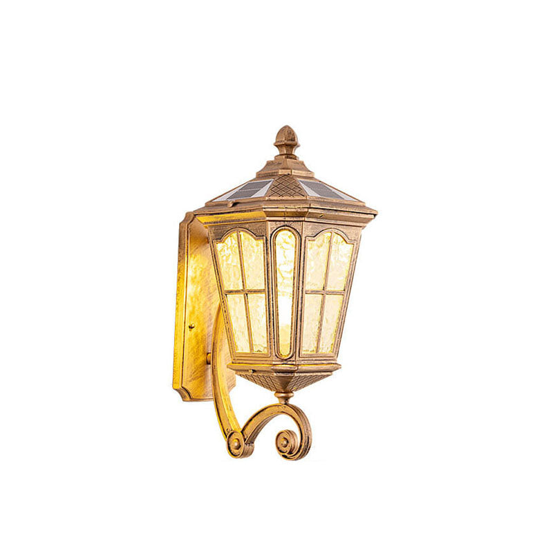 European Solar Outdoor Lantern Aluminum Glass Waterproof 1-Light Wall Sconce Lamp | Stornfield