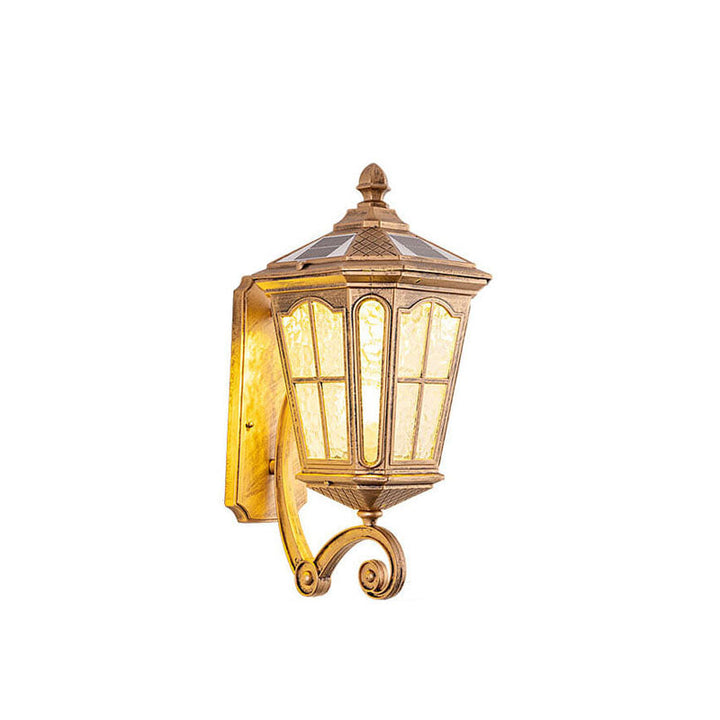 European Solar Outdoor Lantern Aluminum Glass Waterproof 1-Light Wall Sconce Lamp | Stornfield