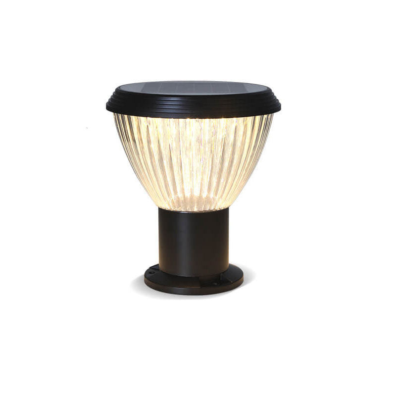 Modern Black Solar Die-Cast Aluminum Glass Outdoor Patio Waterproof Column Head Light | Stornfield