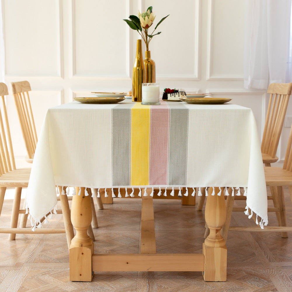 Stornfield | Rectangular Waterproof Oil-proof Wrinkle-Resistant Cotton Linen Tablecloth for Kitchen Dining Room Buffet Party