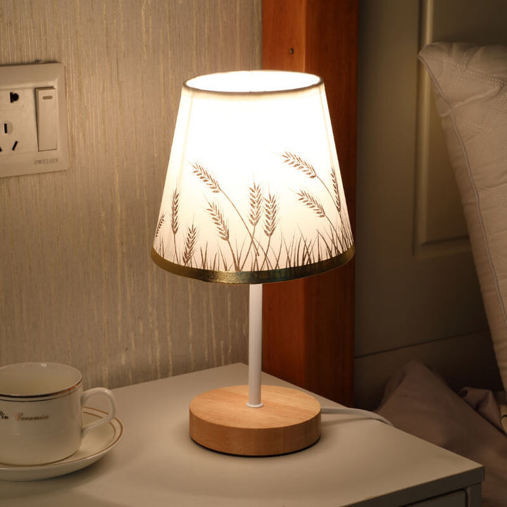 Stornfield | Solid Wood Cone Vintage Nordic Fabric LED Table Lamp