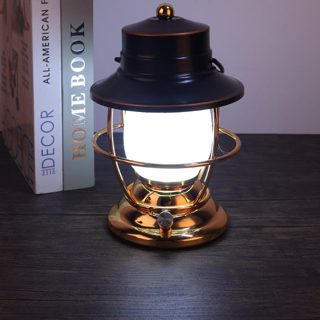 Traditional Farmhouse Waterproof Rechargeable Iron Acrylic Cylinder LED Table Lamp For Entertainment Room | Stornfield