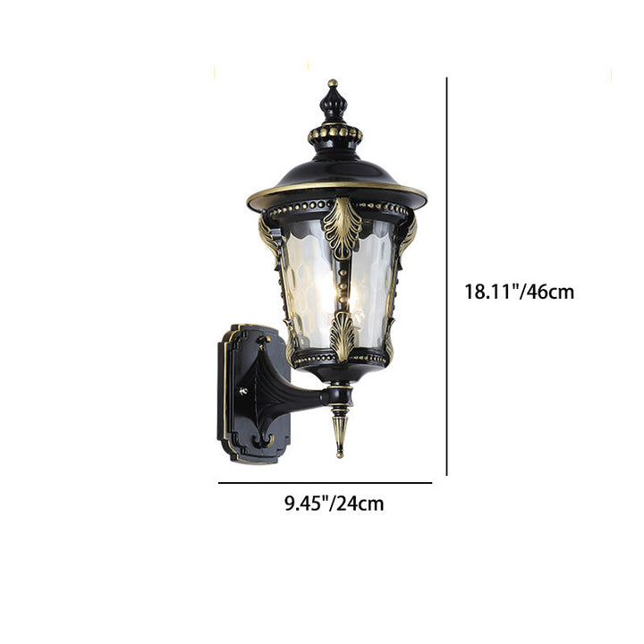 Traditional European Waterproof Quadrangle Pointed Cylinder Aluminum Glass 1-Light Outdoor Wall Sconce Lamp For Garden | Stornfield