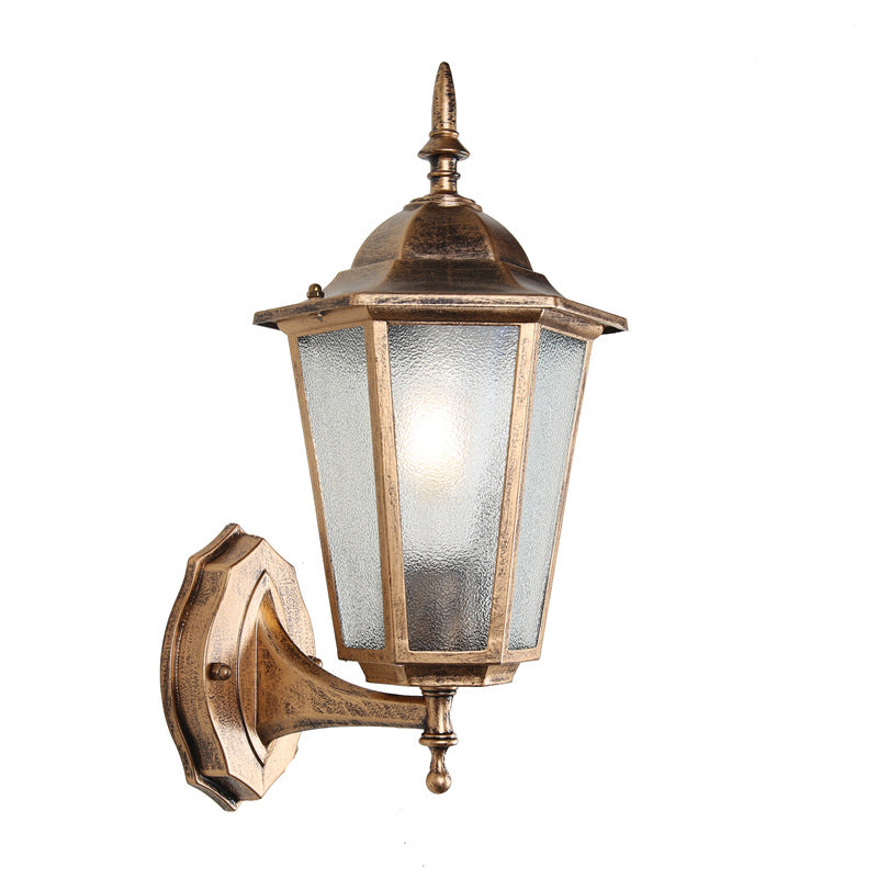 Contemporary Industrial Hexagonal Aluminum Frame Frosted Glass 1-Light Outdoor Wall Sconce Lamp For Garden | Stornfield