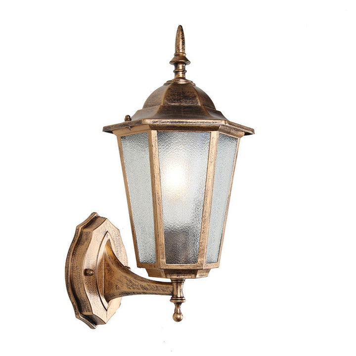 Contemporary Industrial Hexagonal Aluminum Frame Frosted Glass 1-Light Outdoor Wall Sconce Lamp For Garden | Stornfield