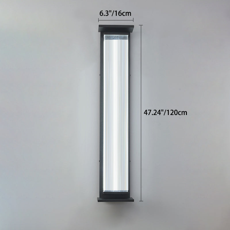 Modern Minimalist Waterproof Rectangular Stainless Steel Acrylic LED Wall Sconce Lamp For Outdoor Patio | Stornfield