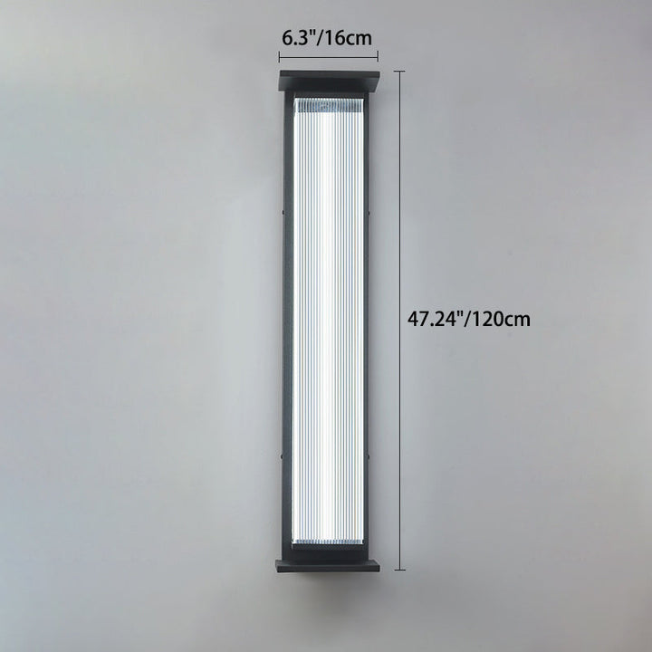 Modern Minimalist Waterproof Rectangular Stainless Steel Acrylic LED Wall Sconce Lamp For Outdoor Patio | Stornfield
