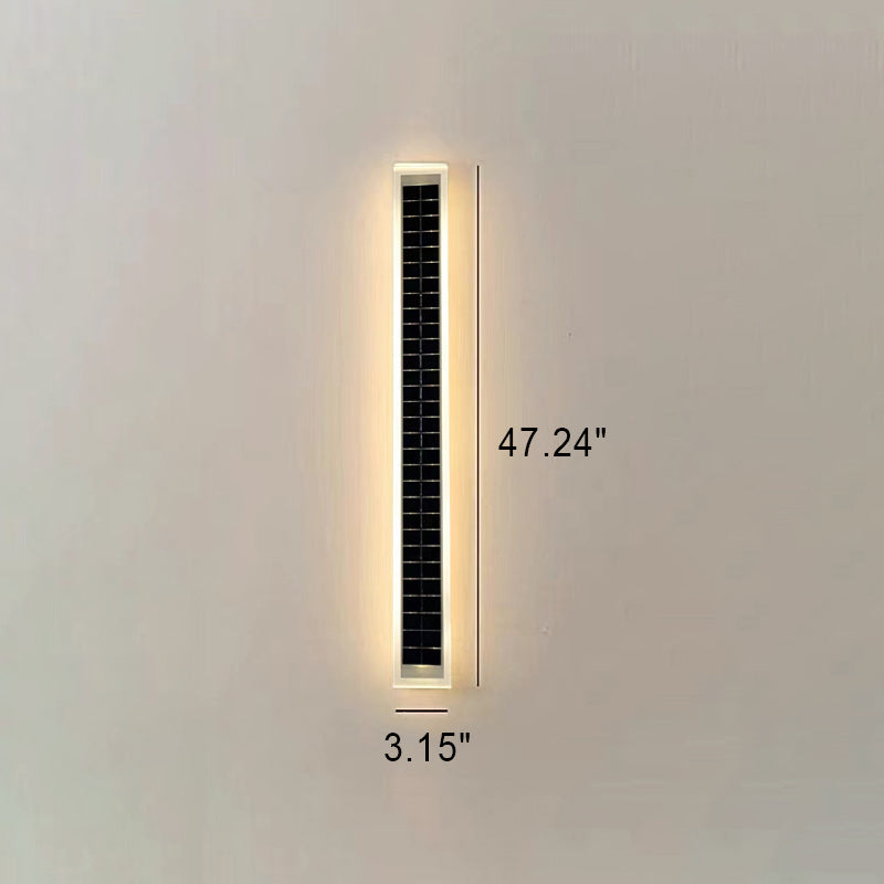 Minimalist Outdoor Solar Rectangular Strip Waterproof Patio LED Wall Sconce Lamp | Stornfield