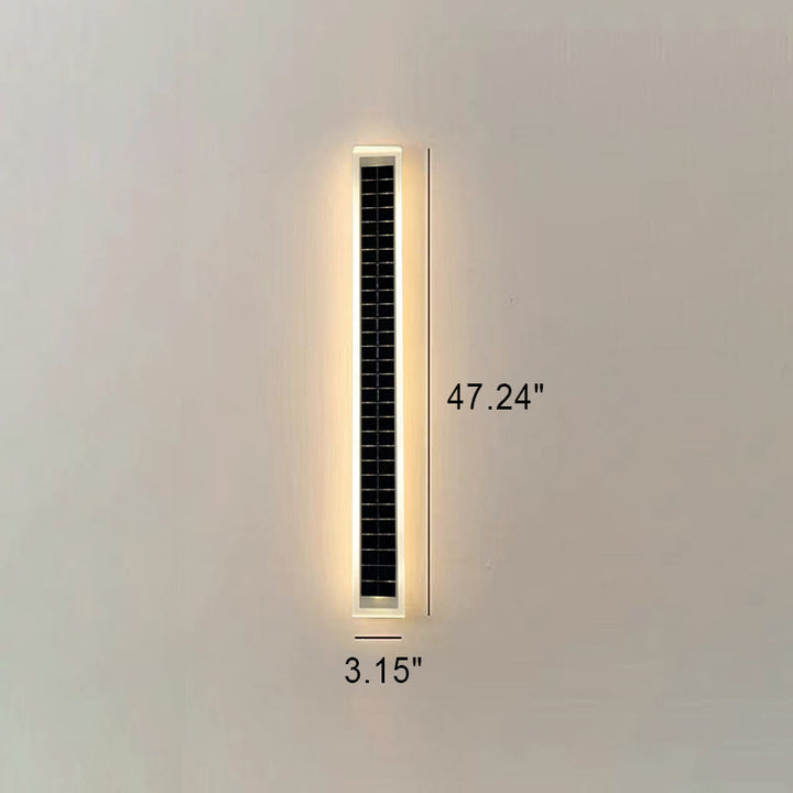 Minimalist Outdoor Solar Rectangular Strip Waterproof Patio LED Wall Sconce Lamp | Stornfield
