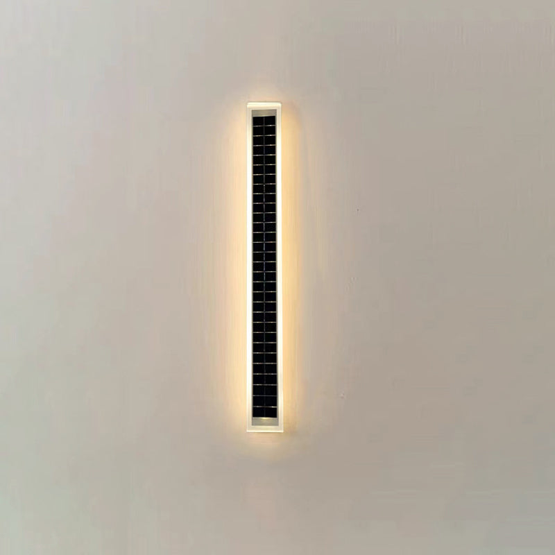 Minimalist Outdoor Solar Rectangular Strip Waterproof Patio LED Wall Sconce Lamp | Stornfield