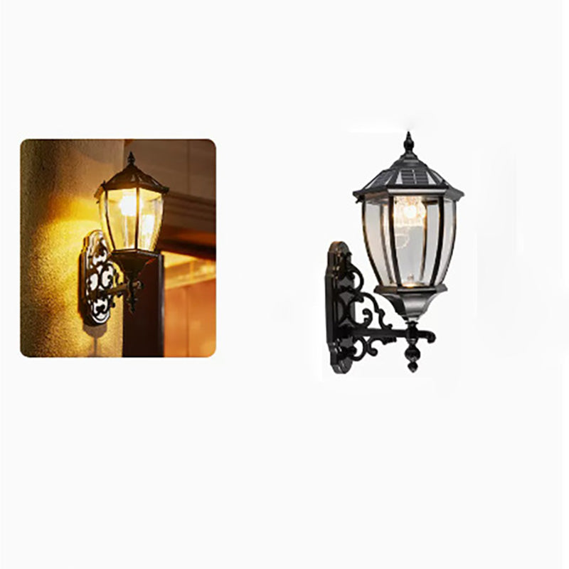 Traditional European Aluminum Glass LED Solar Waterproof Wall Sconce Lamp For Outdoor Patio | Stornfield