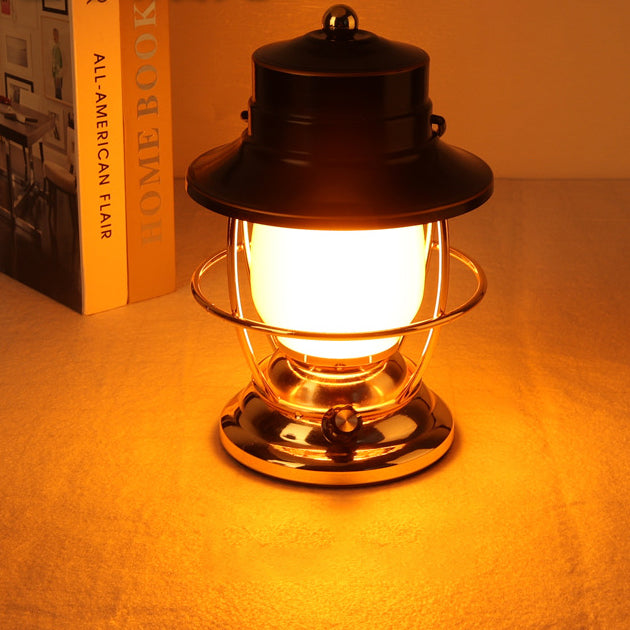 Traditional Farmhouse Waterproof Rechargeable Iron Acrylic Cylinder LED Table Lamp For Entertainment Room | Stornfield