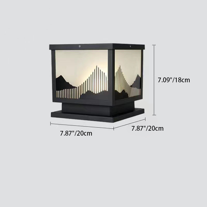 Traditional Chinese Aluminum Glass Square LED Waterproof Solar Landscape Light For Outdoor Patio | Stornfield