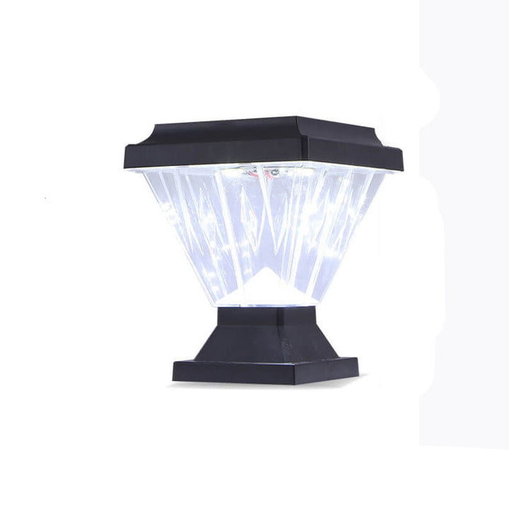 Modern Black Solar Die-Cast Aluminum Glass Outdoor Patio Waterproof Column Head Light | Stornfield