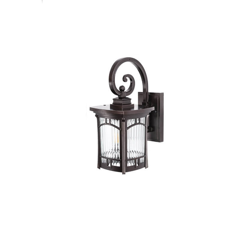 Modern Square Aluminum Glass Carved 1-Light Outdoor Waterproof Wall Sconce Lamp | Stornfield