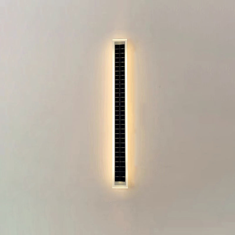 Minimalist Outdoor Solar Rectangular Strip Waterproof Patio LED Wall Sconce Lamp | Stornfield