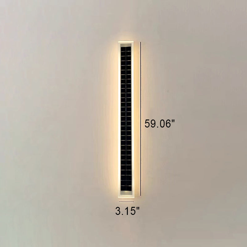 Minimalist Outdoor Solar Rectangular Strip Waterproof Patio LED Wall Sconce Lamp | Stornfield