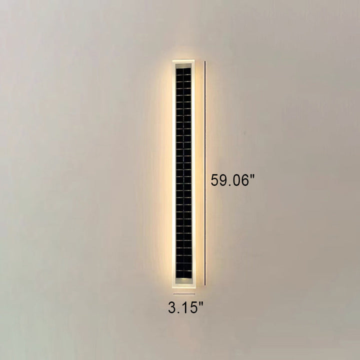 Minimalist Outdoor Solar Rectangular Strip Waterproof Patio LED Wall Sconce Lamp | Stornfield