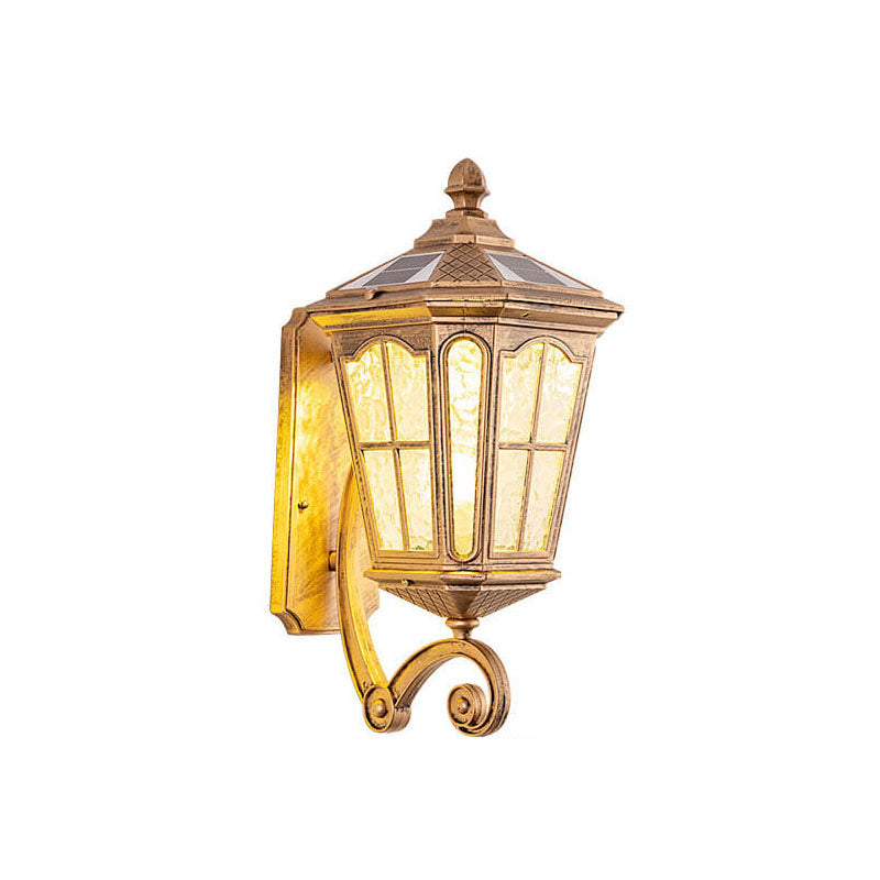 European Solar Outdoor Lantern Aluminum Glass Waterproof 1-Light Wall Sconce Lamp | Stornfield