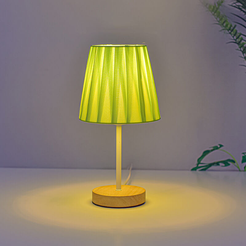 Stornfield | Nordic Vintage Fabric Cone Solid Wood LED Table Lamp