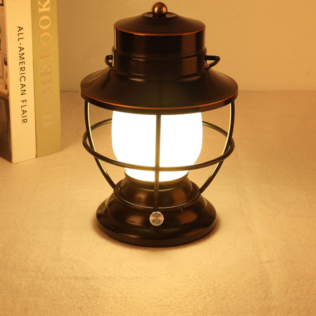 Traditional Farmhouse Waterproof Rechargeable Iron Acrylic Cylinder LED Table Lamp For Entertainment Room | Stornfield
