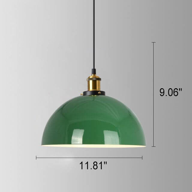 Stornfield | RetroDome Industrial Vintage Pendant Light | Green Iron Dome Design | Single Light | Rustic Ceiling Lighting