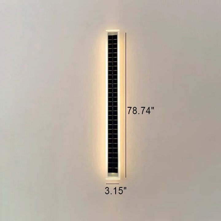Minimalist Outdoor Solar Rectangular Strip Waterproof Patio LED Wall Sconce Lamp | Stornfield
