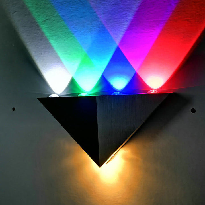 Stornfield | TriLumina Prism LED Wall Sconce | Creative Pyramid Design | Aluminum & Acrylic | Color Light Options
