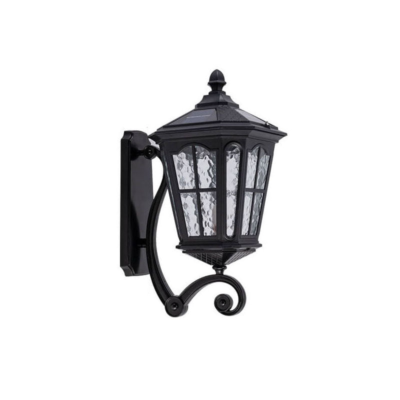 European Solar Outdoor Lantern Aluminum Glass Waterproof 1-Light Wall Sconce Lamp | Stornfield