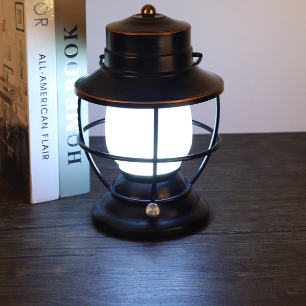 Traditional Farmhouse Waterproof Rechargeable Iron Acrylic Cylinder LED Table Lamp For Entertainment Room | Stornfield
