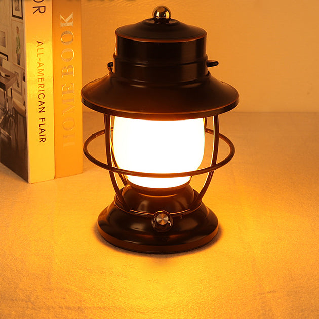 Traditional Farmhouse Waterproof Rechargeable Iron Acrylic Cylinder LED Table Lamp For Entertainment Room | Stornfield