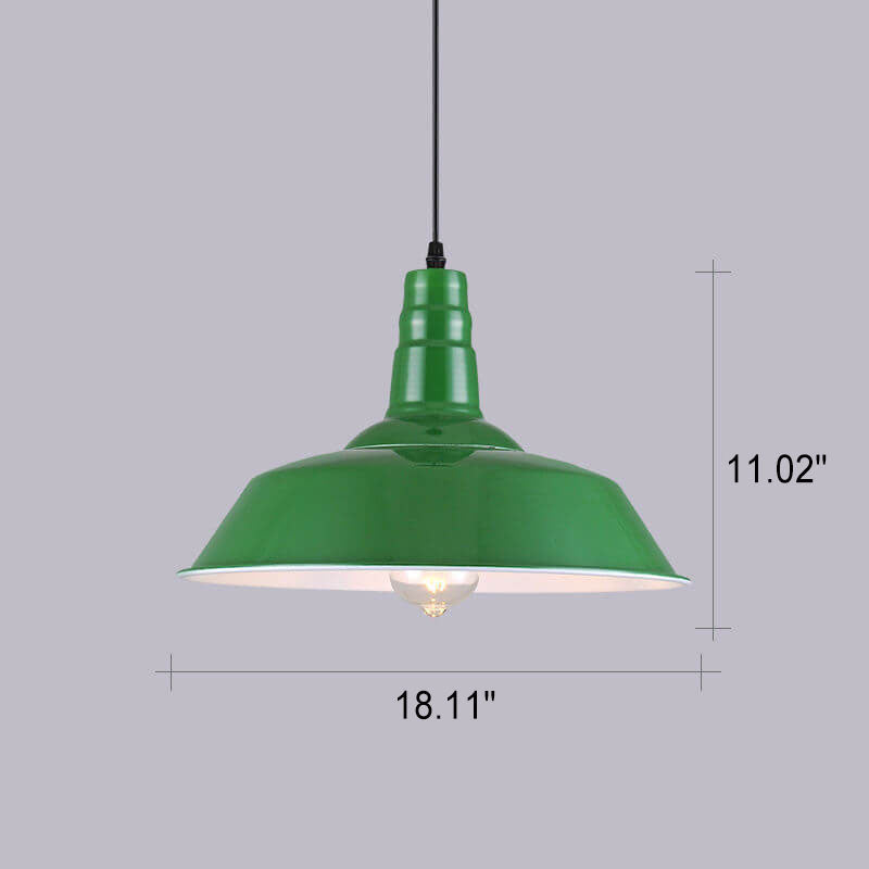 Stornfield | RetroDome Industrial Vintage Pendant Light | Green Iron Dome Design | Single Light | Rustic Ceiling Lighting