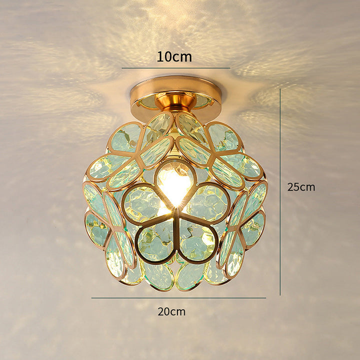 Artistic Glass Ceiling Lamp with Floral Pattern - FlowerHall | Stornfield