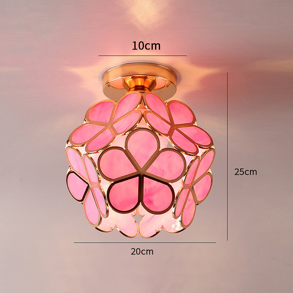 Artistic Glass Ceiling Lamp with Floral Pattern - FlowerHall | Stornfield