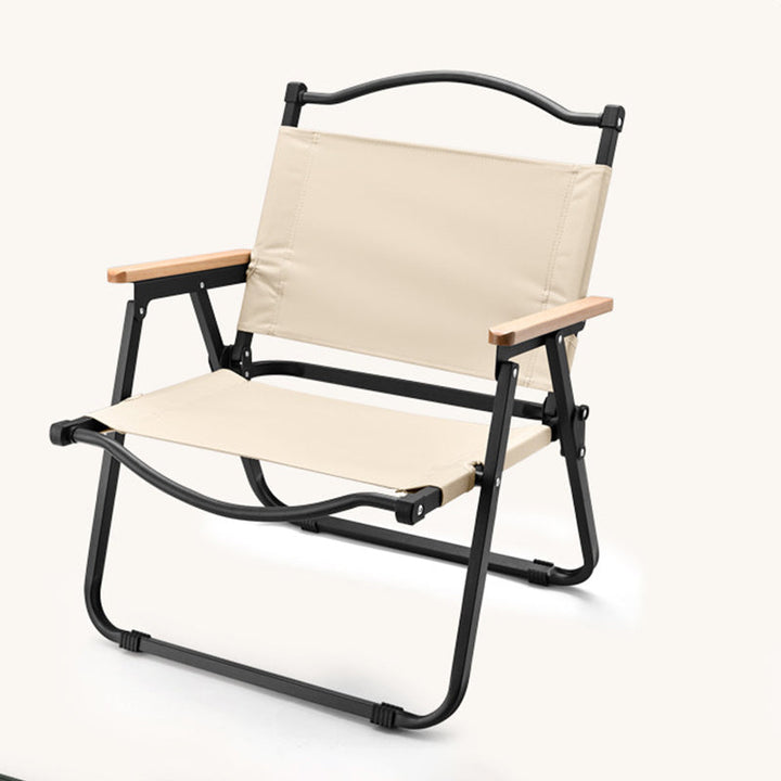 Modern Minimalist Square Fabric Carbon Steel Beech Wood Backrest Armrest Folding Chair For Outdoor | Stornfield