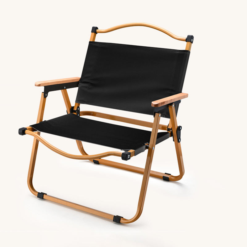 Modern Minimalist Square Fabric Carbon Steel Beech Wood Backrest Armrest Folding Chair For Outdoor | Stornfield