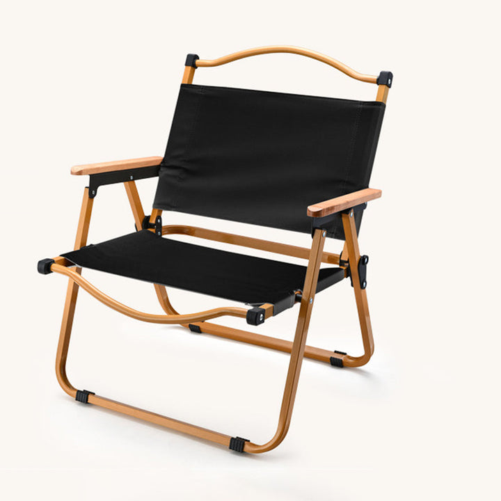 Modern Minimalist Square Fabric Carbon Steel Beech Wood Backrest Armrest Folding Chair For Outdoor | Stornfield