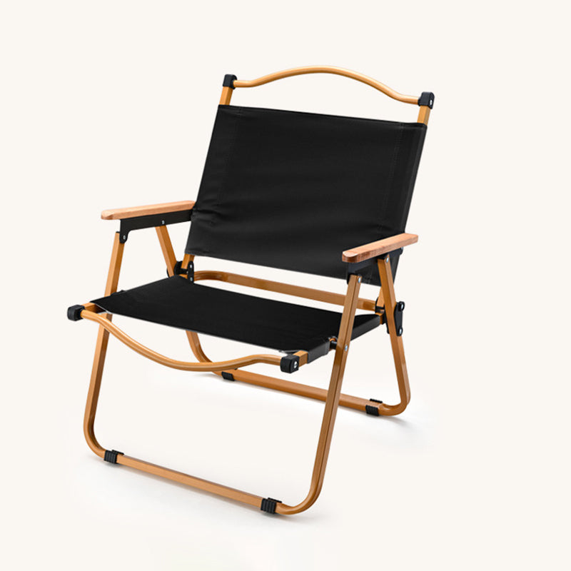 Modern Minimalist Square Fabric Carbon Steel Beech Wood Backrest Armrest Folding Chair For Outdoor | Stornfield