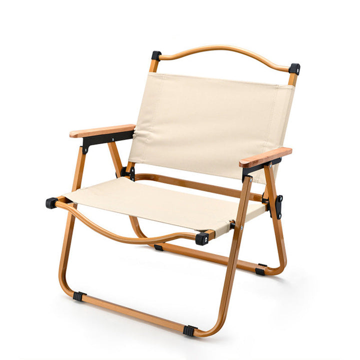 Modern Minimalist Square Fabric Carbon Steel Beech Wood Backrest Armrest Folding Chair For Outdoor | Stornfield