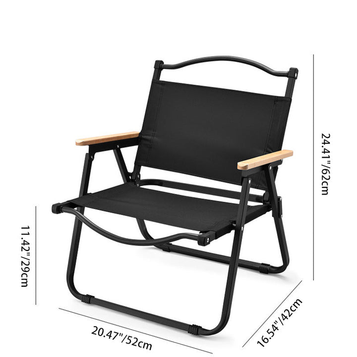 Modern Minimalist Square Fabric Carbon Steel Beech Wood Backrest Armrest Folding Chair For Outdoor | Stornfield